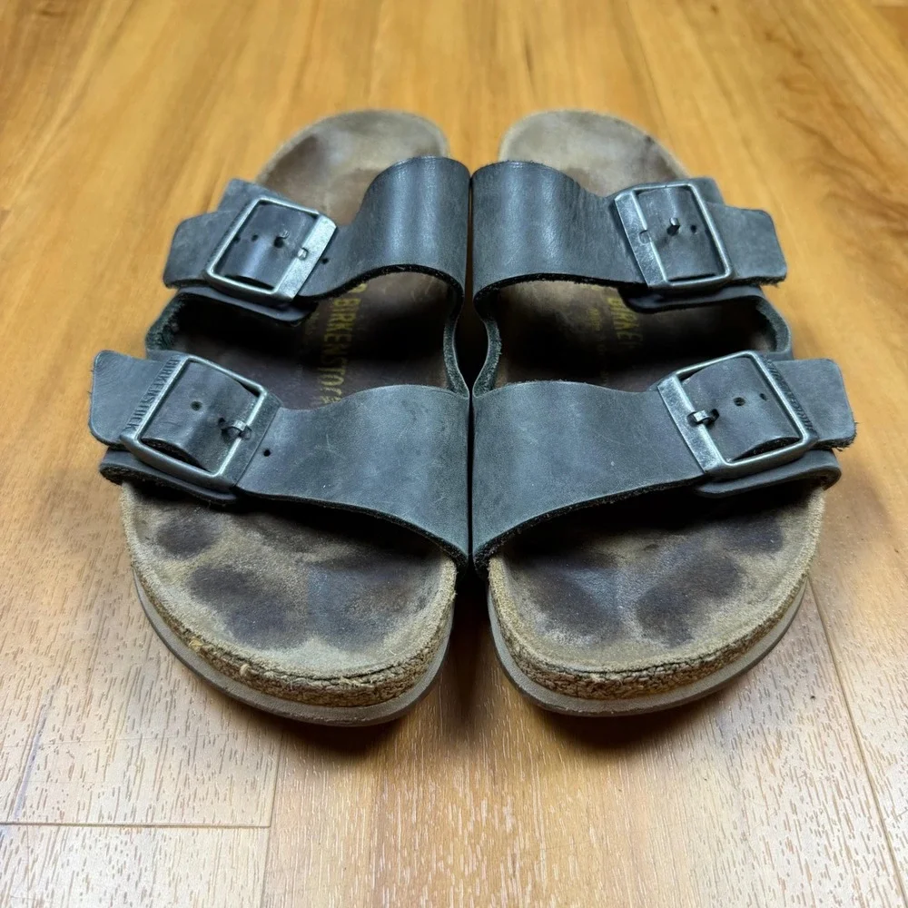 Birkenstock Arizona Oiled Leather Sandals Black DarKGrey Mens 6Womens 8 39 L8 M6